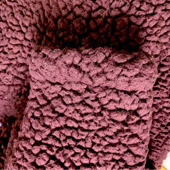 Burgundy Sherpa Fleece Gorpcore Granolacore Women’s S Pullover Jacket Sweatshirt - Picture 5 of 8